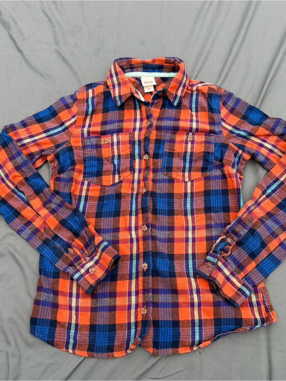 Mossimo Supply Co. Orange and Blue Plaid Button-Down Shirt